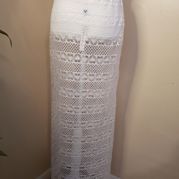 Blue Island Boho Lace Swim Cover Skirt - Picture 1 of 7